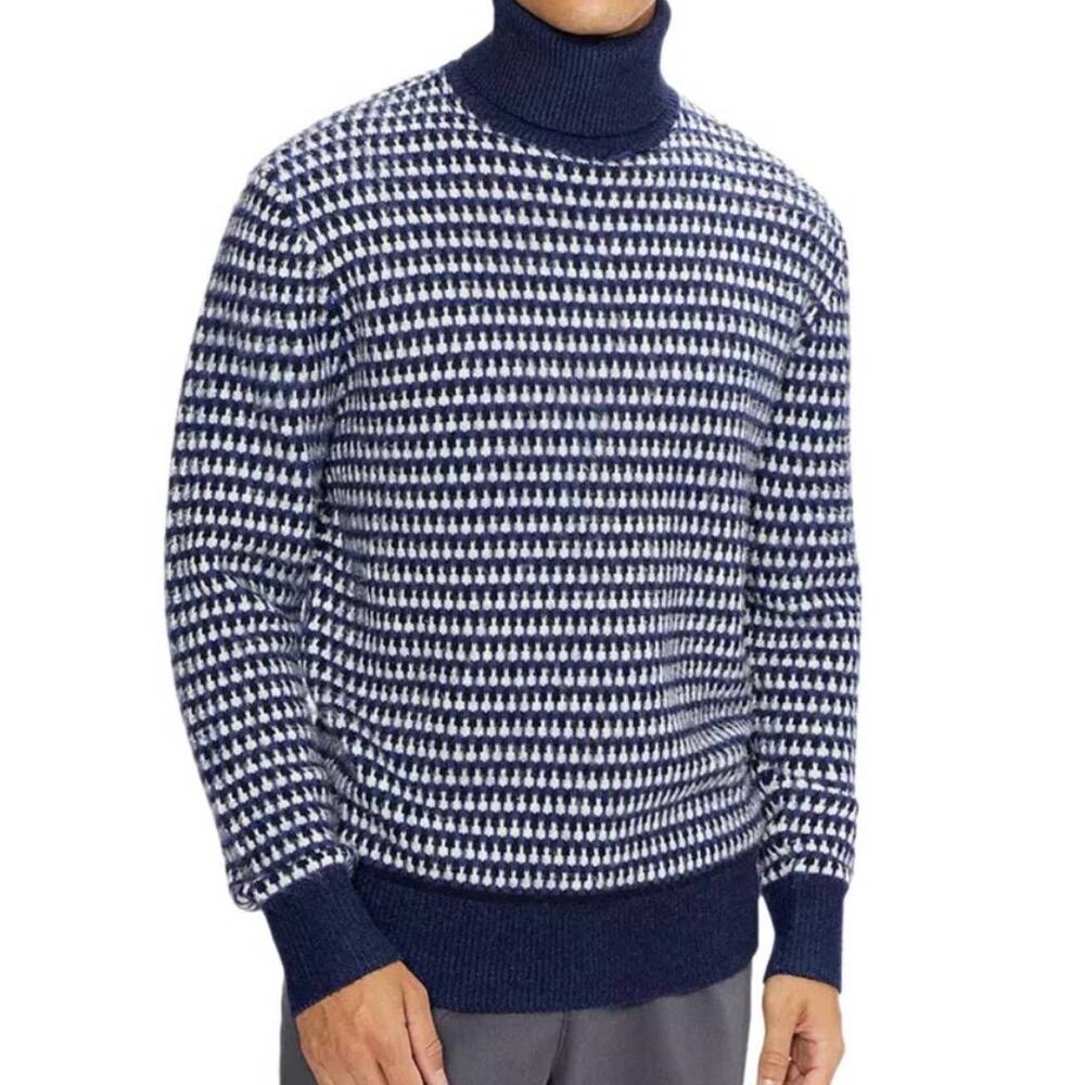 Ted Baker NWT Navy Blue Riber Roll Neck Wool Jumper Turtleneck Sweater Sz 4 (L)